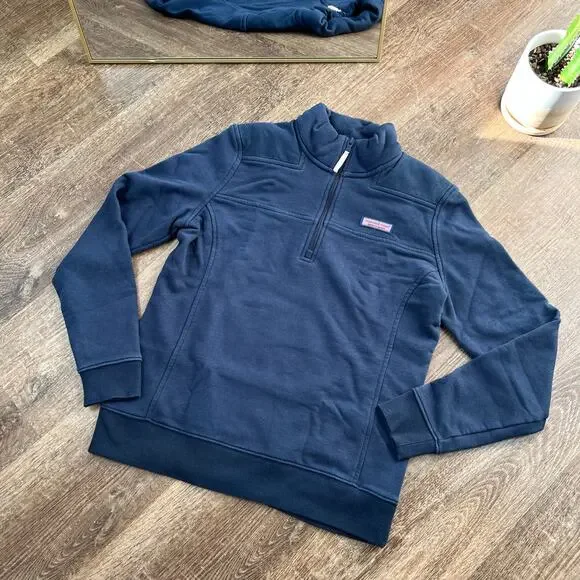 Navy Blue Vineyard vines Shep Quarter-Zip Knit Pullover Sweatshirt - Picture 2 of 6